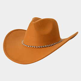 Round Stone Band Solid Cowboy Panama Hat