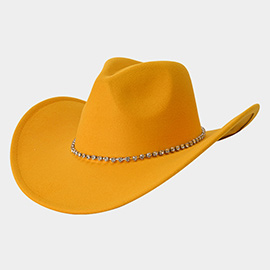 Round Stone Band Solid Cowboy Panama Hat