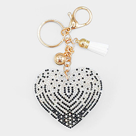 Bling Heart Tassel Keychain