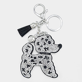 Bling Poodle Dog Tassel Keychain