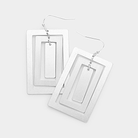 Triple Metal Rectangle Link Dangle Earrings