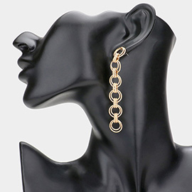 Open Metal Circle Link Dangle Earrings