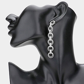 Open Metal Circle Link Dangle Earrings
