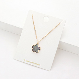 Brass Metal Abalone Flower Pendant Necklace
