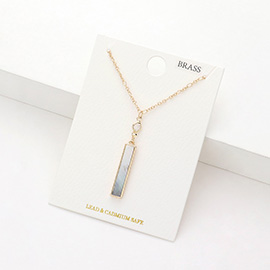 Brass Metal Abalone Rectangle Pendant Necklace