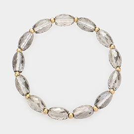 Faceted Oval Beaded Stretch Bracelet