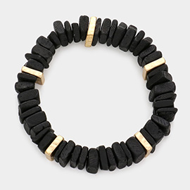 Square Wood Cluster Stretch Bracelet