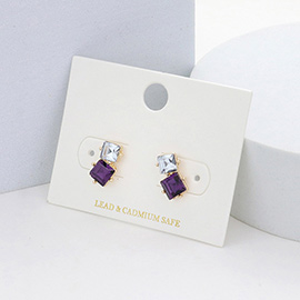 Double Square Stone Stud Earrings