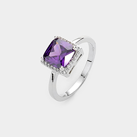 CZ Square Accented Ring