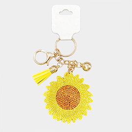 Bling Sunflower Tassel Keychain