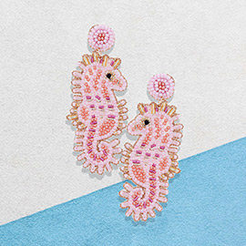 Felt Back Beaded Seahorse Dangle Earrings