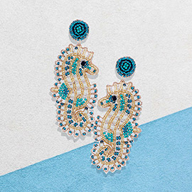 Felt Back Beaded Seahorse Dangle Earrings