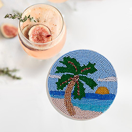 Seed Beaded Palm Tree Coaster