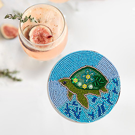 Seed Beaded Turtle Coaster