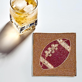 Game Day Sequin Beaded Football Coaster