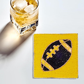 Game Day Sequin Beaded Football Coaster