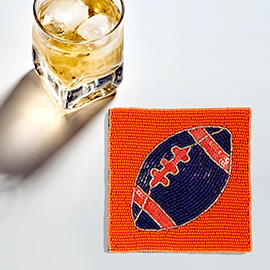 Game Day Sequin Beaded Football Coaster