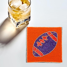 Game Day Sequin Beaded Football Coaster