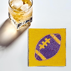 Game Day Sequin Beaded Football Coaster