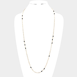 Faceted Rectangle Bead Station Long Necklace