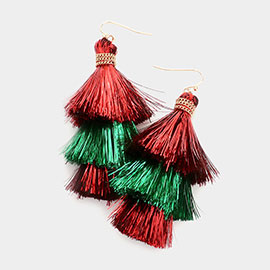 Christmas Triple Tassel Layered Dangle Earrings