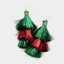 Christmas Triple Tassel Layered Dangle Earrings