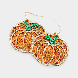 Glittered Pumpkin Dangle Earrings