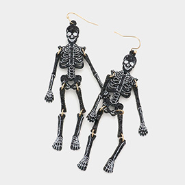 Glittered Skull Dangle Earrings
