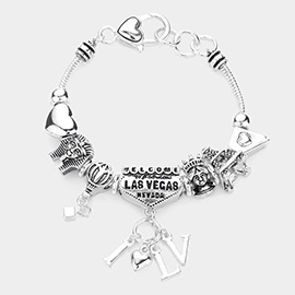 I Love LV Message Charm Multi Bead Bracelet