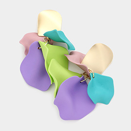 Colored Petal Cluster Dangle Earrings