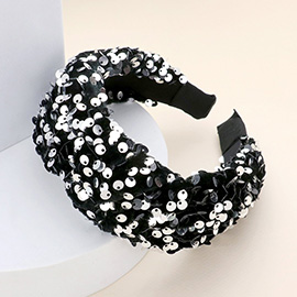 Sequin Embellished Knot Burnout Headband