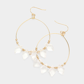 Rhombus Bead Link Open Circle Dangle Earrings