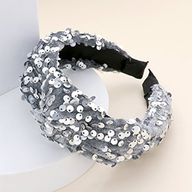 Sequin Embellished Knot Burnout Headband