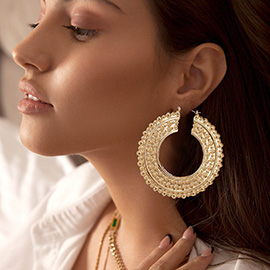 Bubble Textured Metal Hoop Pin Catch Earring