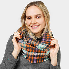 Plaid Check Patterned Infinity Scarf