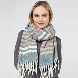 Striped Fringe Scarf
