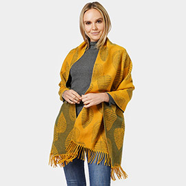 2 Tone Leaf Patterned Shawl Scarf