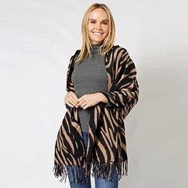 Animal Print Fringe Soft Scarf