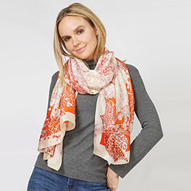 Floral Print Satin Oblong Scarf