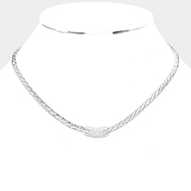 CZ Embellished Detailed Brass Metal Necklace