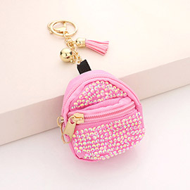 Studded Backpack Bag Tassel Keychain