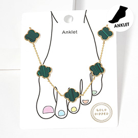 Gold Dipped Quatrefoil Link Anklet