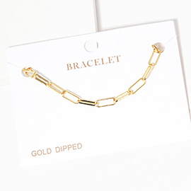 Gold Dipped Open Metal Oval Link Bracelet