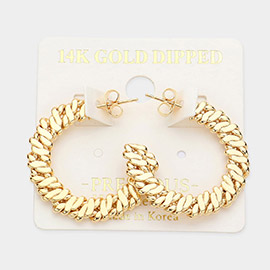 14K Gold Dipped Metal Chain Hoop Earrings