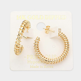 14L Gold Dipped Metal Coil Hoop Earrings