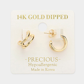 14K Gold Dipped Open Mini Hoop Earrings