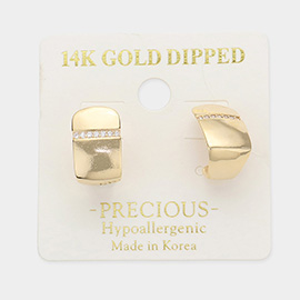 14K Gold Dipped Stone Embellished Metal Earrings