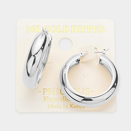 14K White Gold Dipped Metal Hoop Pin Catch Earrings