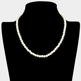 Gold Dipped Brass Metal 6mm Pearl Necklace