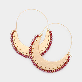 Faceted Bead Trimmed Metal Link Dangle Earrings